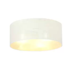 Emibig Aston Black Cylindrical Ceiling Light with White, Gold Fabric Shades, 3x E27