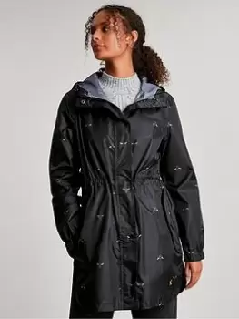 Joules Golightly Bee Print Waterproof Packable Jacket - Black, Size 10, Women