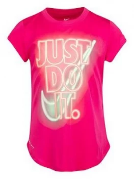 Nike Younger Girls Short Sleeve Graphic T-Shirt - Pink, Purple, Size 2-3 Years