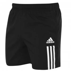 adidas Mens 3-Stripes Badge Swim Shorts - Black/White