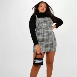 I Saw It First Plus Size Tartan Check Pinafore Dress - Yellow