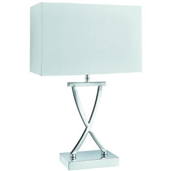 Searchlight Club - 1 Light Table Lamp Chrome with White Shade, E14
