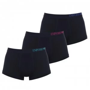 Emporio Armani 3 Pack Stretch Cotton Trunks Navy Size L Men