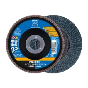 Pferd Polifan Flap Disc PFC 125X22.23mm Conical Z40 Uni. Line Psf Steelox Steel