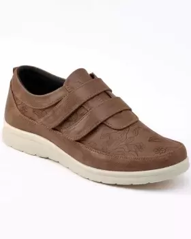 Cotton Traders Womens Soft Step Adjustable Trainers in Brown