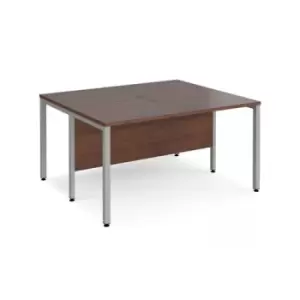 Office Desk 2 Person Rectangular Desk 1400mm Walnut Tops With Silver Frames 1200mm Depth Maestro 25