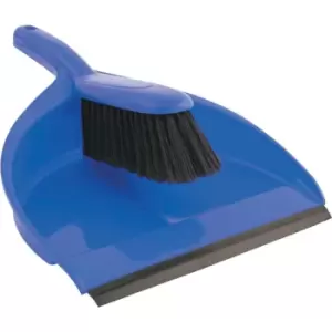Plastic Dustpan & Stiff Brush Set Blue