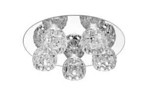 Clea 5 Light Glass LED Flush Chrome