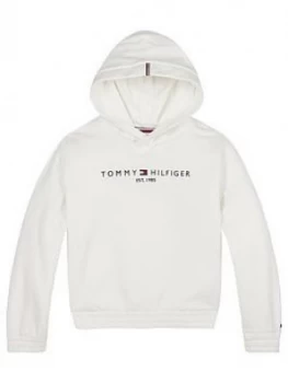 Tommy Hilfiger Girls Essential Logo Hoodie, White, Size Age: 7 Years, Women