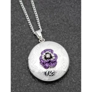 Violet Pansy Silver Plated Locket