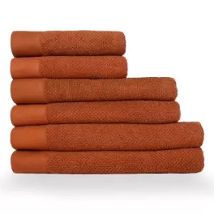 Textured Weave 6 Piece Hand/Bath/Sheet Towel Set Pecan