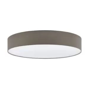 Flush Ceiling Light Colour White Shade Taupe White Fabric Bulb E27 5x25W