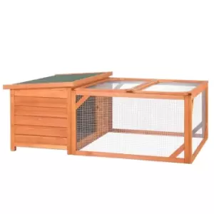 PawHut Rabbit Hutch Off-ground - Small Animal House W/ Openable Roof - Orange