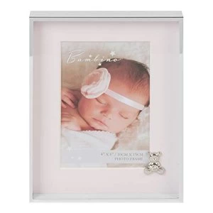 4" x 6" - Bambino Silver Finish Frame - Teddy & Pink Mount