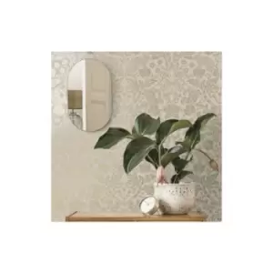 Holden Metallic Mirrored Floral Neutral Wallpaper - wilko