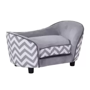 PawHut Pet Sofa W/ Comfortable Wooden Enchanted Plush Foam & Luxury Cushion - Grey