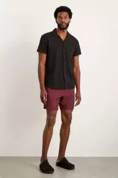 Mens Burgundy Plain Crinkle Swim Short