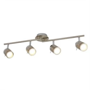 4 Light Bathroom Ceiling Spotlight Bar Satin Silver IP44, GU10