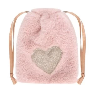 Blush Pink Plush Mini Drawstring Sack