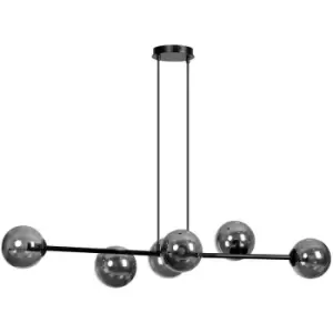 Emibig Rossi Black Globe Pendant Ceiling Light with Graphite Glass Shades, 6x E14