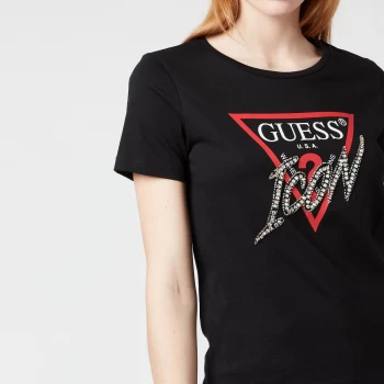 Guess Womens Short Sleeve Icon T-Shirt - Jet Black - S