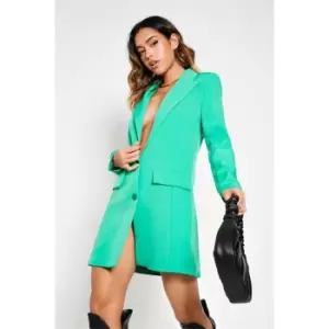 I Saw It First Woven Button Front Blazer Dress - Green