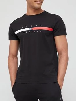 Tommy Hilfiger Global Stripe Chest T-Shirt - Black Size XL Men