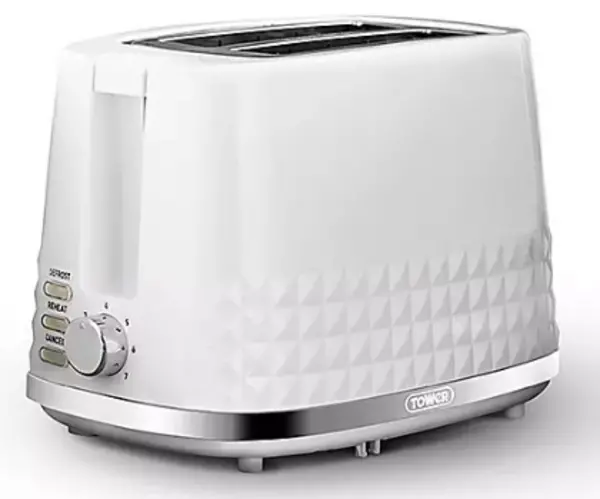 Tower Solitaire T20082WHT 2 Slice Toaster