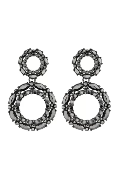 Hematite Black Diamond Mixed Stone Forward Facing Drop Earrings