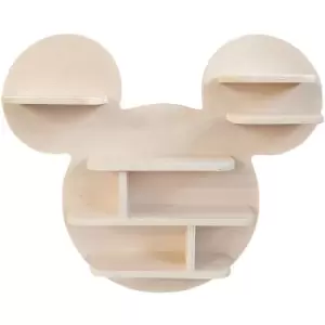 Mickey Wall Shelf, 8 Storage Shelves, Natural finish, W72 x D62 x H12cm - Natural - Disney