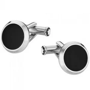 Mont Blanc Cufflinks Meisterstuck Stainless Steel with Black Onyx