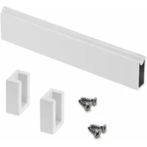 Wardrobe Square White Hanging Rail With Free End Supports & Screws - Size 400mm