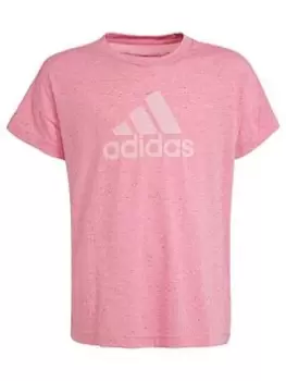 adidas Future Icons Junior Girls Badge Of Sport Short Sleeve T-Shirt - Light Pink, Size 9-10 Years, Women