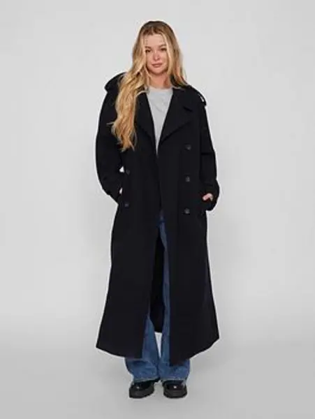 Vila Sofie Long Sleeve Maxi Trenchcoat - Navy