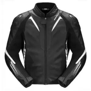 Spidi NKD-1 Motorcycle Leather Jacket, black-white, Size 48, black-white, Size 48