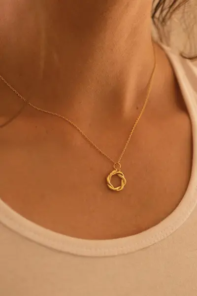 Elk & Bloom 14K Gold Circle Necklace Gold