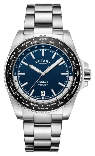 Rotary GB05370/88 Henley World Time Blue Dial Watch