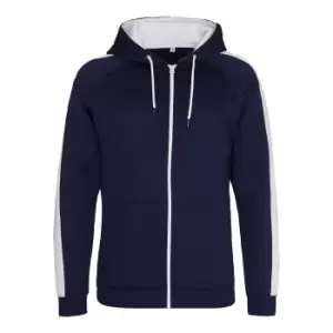 AWDis Just Hoods Mens Contrast Sports Polyester Full Zip Hoodie (M) (Oxford Navy/Arctic White)