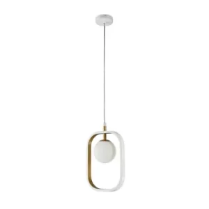 Avola Globe Ceiling Pendant Lamp White with Gold, 1 Light, G9