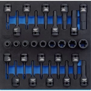 Draper 28 Piece 1/2" Drive Impact Torx Hex Socket Set In Eva Insert Tray 1/2"