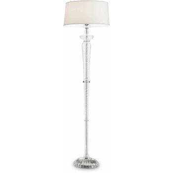 Ideal Lux Forcola - 1 Light Floor Lamp Chrome, White, Clear and Glass with White Shade, E27