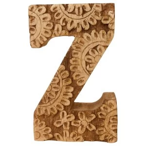 Letter Z Hand Carved Wooden Flower