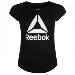 Reebok Logo T Shirt Ladies - Black/White