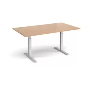 Elev8 Touch boardroom table 1800mm x 1000mm - silver frame and beech top