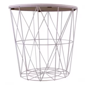 Circular Geometric Side Table White & Marble Effect