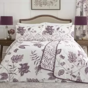 Dreams & Drapes Samira Floral Print Easy Care Reversible Duvet Cover Set, Plum, Single