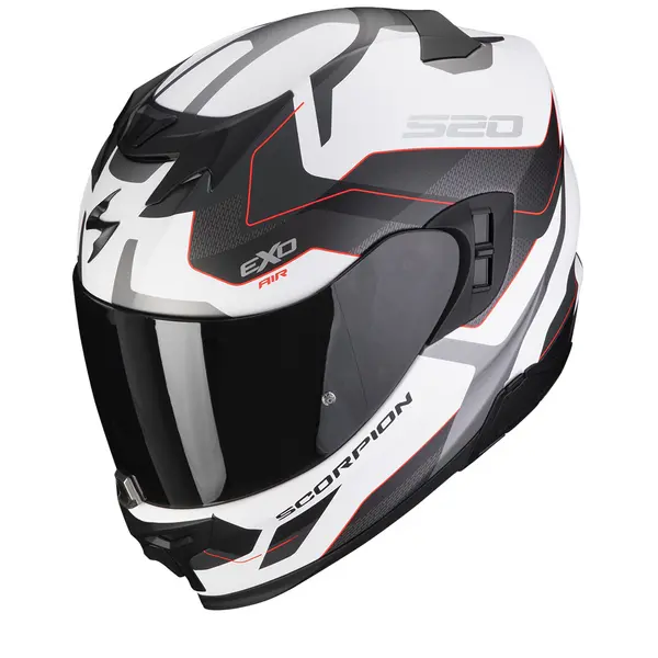 Scorpion Exo-520 Evo Air Elan Matt White-Silver-Red Full Face Helmet 2XL