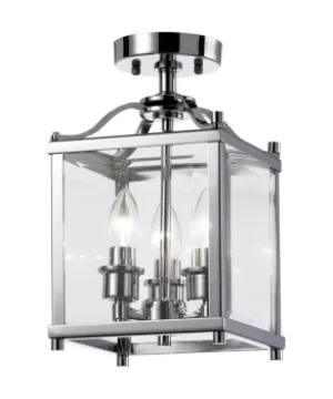 Aston Semi Flush Ceiling 3 Light Polished Chrome, Glass