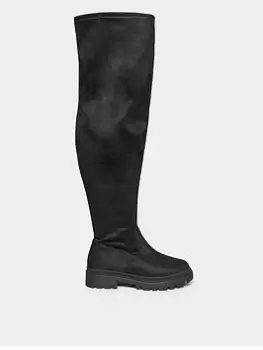 Yours Extra Wide Fit Over The Knee Cleated Boot - Black, Size 5Eee, Women