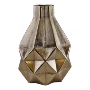 Silver Metal Geometric Design Vase